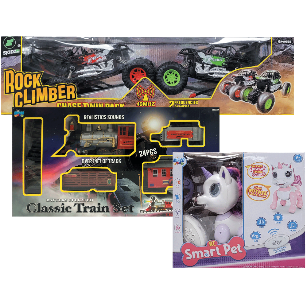 RC Rock Climber Chase Twin Pack, Smart Pet Unicorn & Classic Train Set